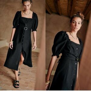 New Sezane Robe Winona Noir Linen Dress​​